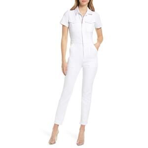 Good American White Jumpsuit Zip-Up Straight Leg Coveralls Women size 1 / Small